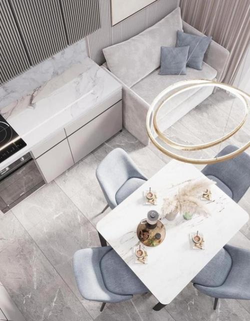 Интерьер кухни. В светлых тонах. 03