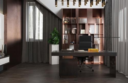 Здравствуйте!  Как вам дизайн кабинета для работы в загородном доме? 01