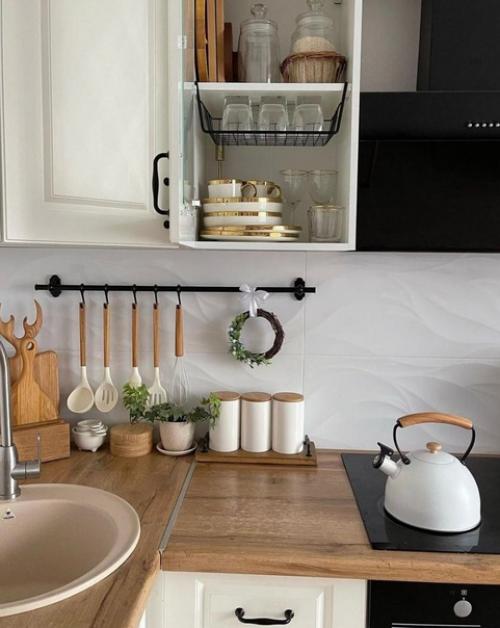 Стильная кухня. С деревянными элементами. 05