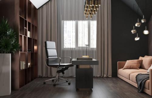 Здравствуйте!  Как вам дизайн кабинета для работы в загородном доме?