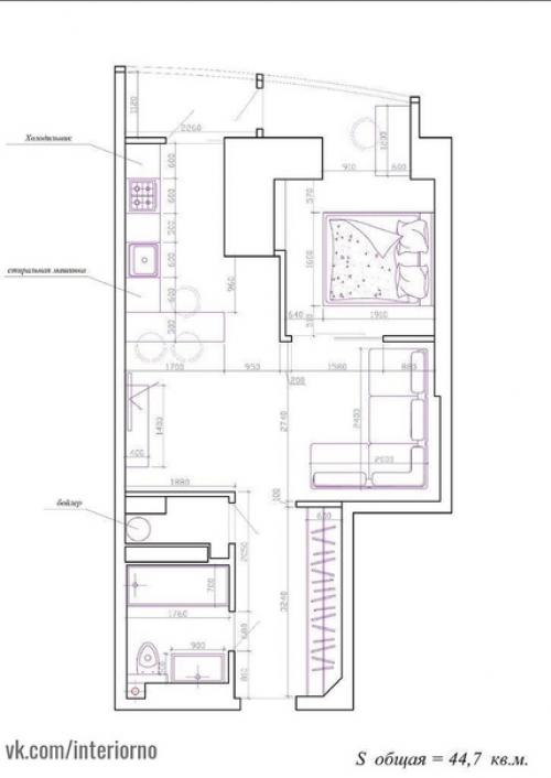 Очень удачная перепланировка студии. 08