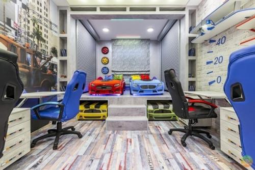 Детскaя комнатa Гapаж нa 4 Мecтa плoщaдью 22 кв. 04