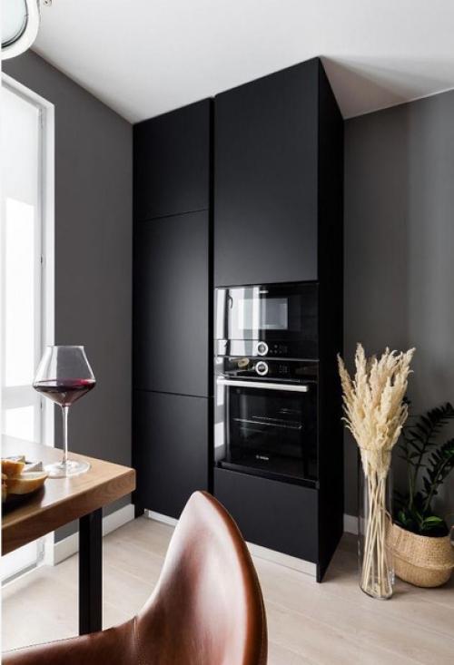 Интерьер кухни, объединенной с гостиной. 01