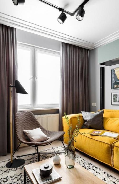 Интерьер кухни, объединенной с гостиной. 04