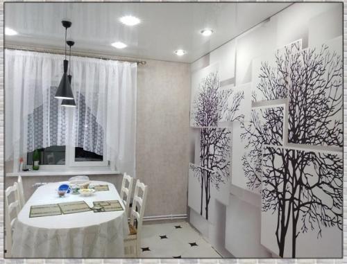 Просторная кухня. В белом цвете. 03