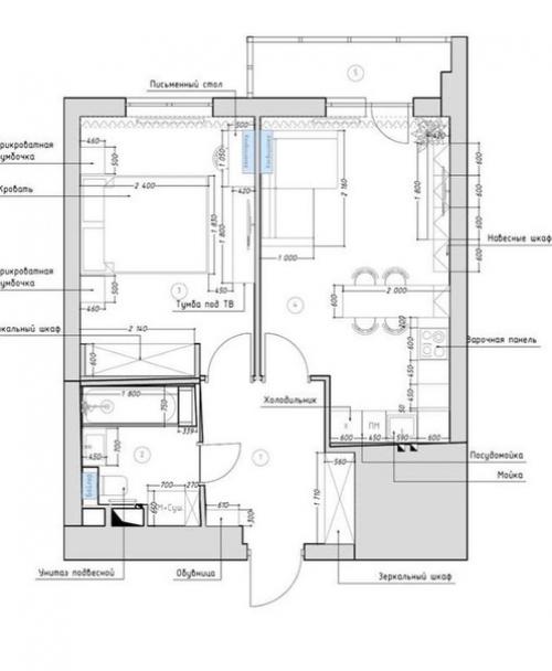 Интерьер евродвушки. Выполненной в современном стиле. 09
