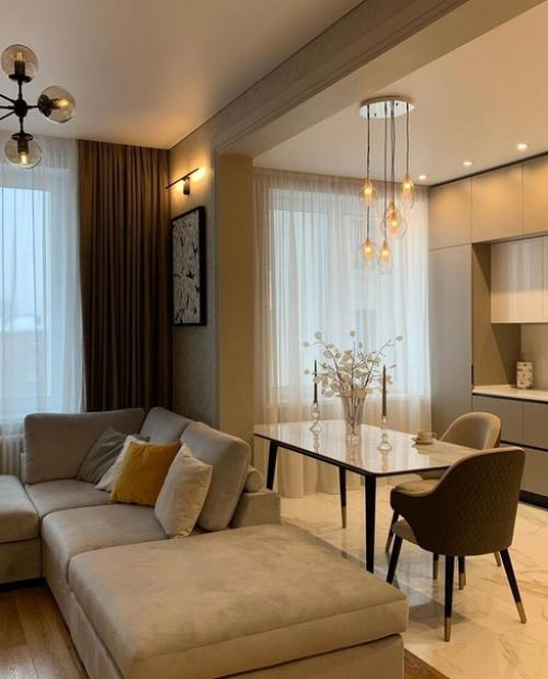 Кухня, объединенная с гостиной.