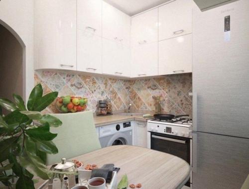 Крохотная кухня. В светлых оттенках. 03