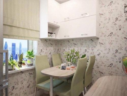 Крохотная кухня. В светлых оттенках. 01