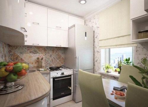 Крохотная кухня. В светлых оттенках. 02