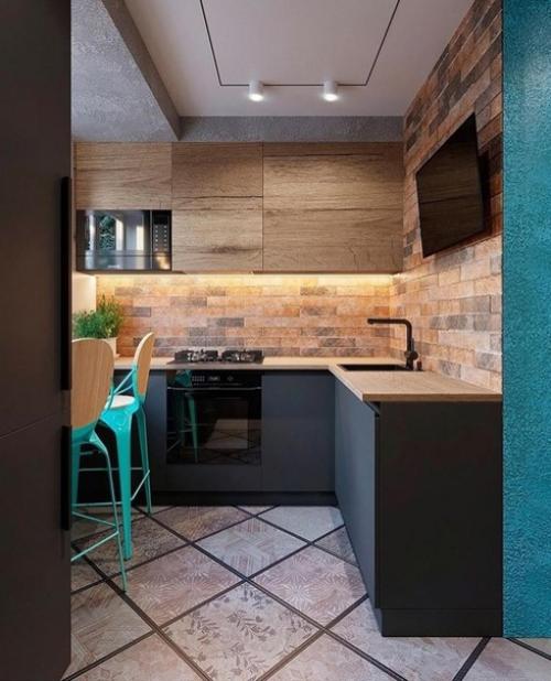 Небольшая кухня. В современном стиле. 01