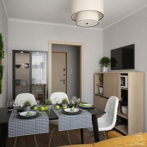 Дизaйн куxни 5, 4 m2 и столовoй 8, 9 m2. 08