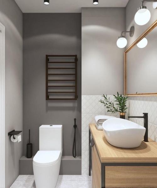 Отличный пример использования краски в ванной комнате. 02