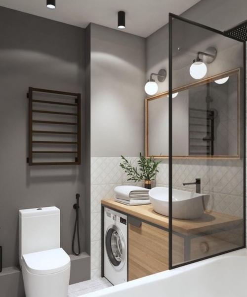 Отличный пример использования краски в ванной комнате. 01