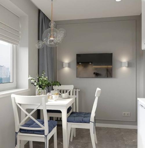 Небольшая кухня. В нежных оттенках. 03