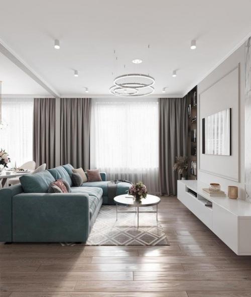 Интерьер кухни. Объединенной с гостиной. 03