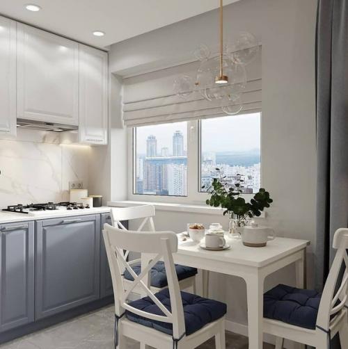 Небольшая кухня. В нежных оттенках. 01