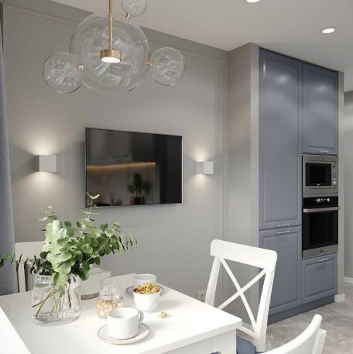 Небольшая кухня. В нежных оттенках. 02