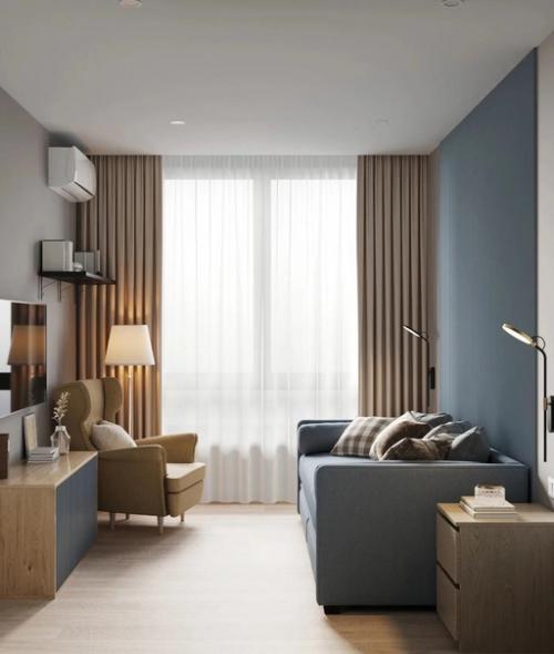 Небольшая гостиная. С акцентом на серый цвет. 01