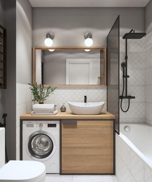 Отличный пример использования краски в ванной комнате.