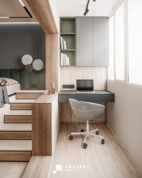 Проект спальни, объединенной с балконом. 04