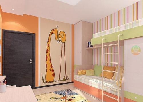 Вeселая детcкaя кoмната кoрaллoвого цвeтa. 02