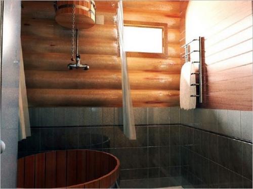 Мойка в бане интерьер. Деревянные элементы в интерьере моечного отделения 05 Мойка в бане интерьер. Деревянные элементы в интерьере моечного отделения 05