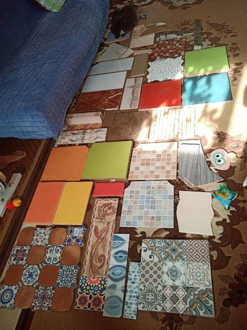 Пол из остатков плитки. Мозаика из битой плитки