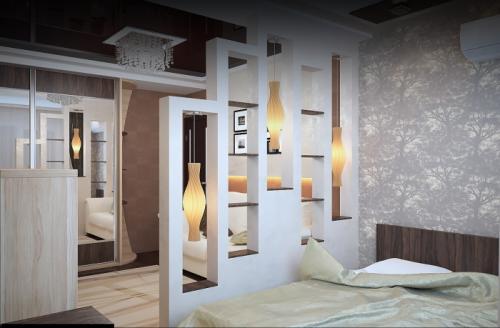 Перегородка в комнате передвижная.  Функции перегородок