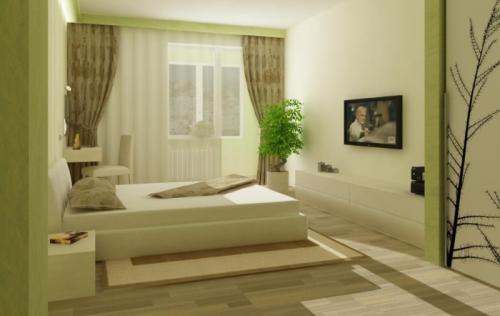 Спальня с зелеными шторами. Позитивные и свежие зеленые шторы в спальне. Фото 17 Спальня с зелеными шторами. Позитивные и свежие зеленые шторы в спальне. Фото 17