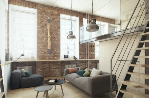 Гостиная маленькая в стиле лофт. Маленькая гостиная в стиле лофт