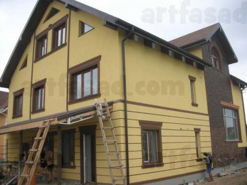 Стиль шале фасад. Оформление фасада дома в стиле шале на фото нашей работы по отделке наружных стен