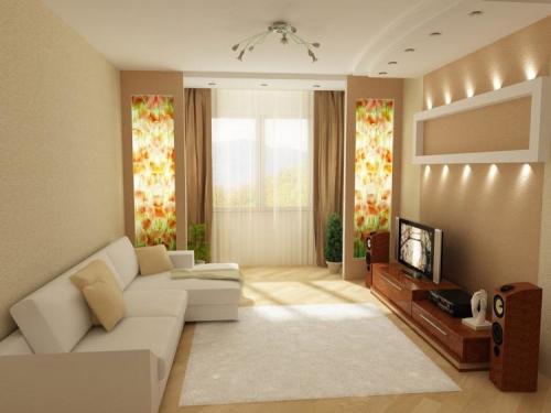 Зал - гостиная в обычной квартире. Отделочные материалы для зала