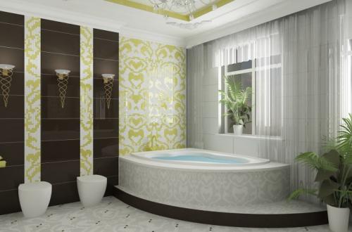 Расположение сантехники в узкой ванной. При размере больше 10 кв м