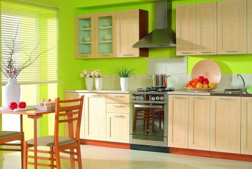 Обои на кухню зеленые. Зеленые обои на кухне 05