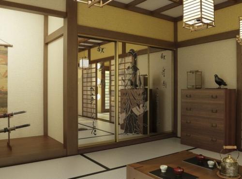 Шкаф купе в гостиную на всю стену. Стиль