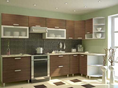 Дизайн кухни в зеленом цвете 8 кв. Планировка