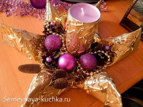 Зимний подсвечник своими руками. от туалетной бумаги.