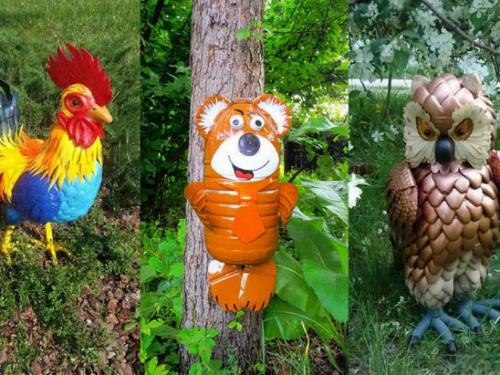 Животные из пластиковых бутылок своими руками: павлин и кот