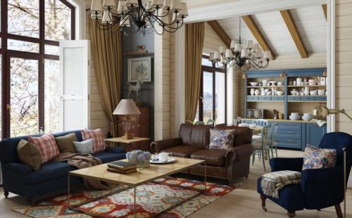 Стиль кантри в интерьере гостиной. Основные особенности стиля