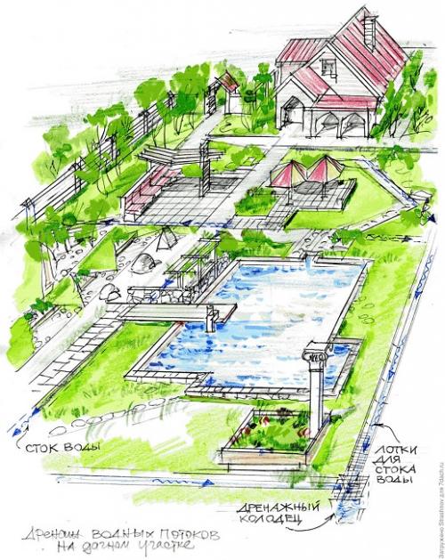 Планировка узкого длинного участка. Цветовое оформление узкого участка 17