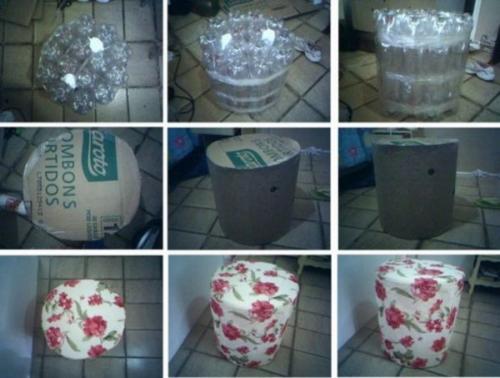 Рукоделие из бутылок пластиковых. Пуфик из пластиковых бутылок своими руками