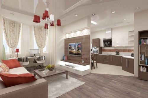 Объединить кухню с комнатой в хрущевке. Визуальное зонирование пространства