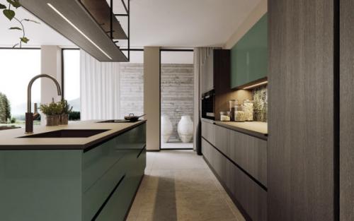 Кухня зеленая с бежевым. Сочетание цветов для зеленой кухни.