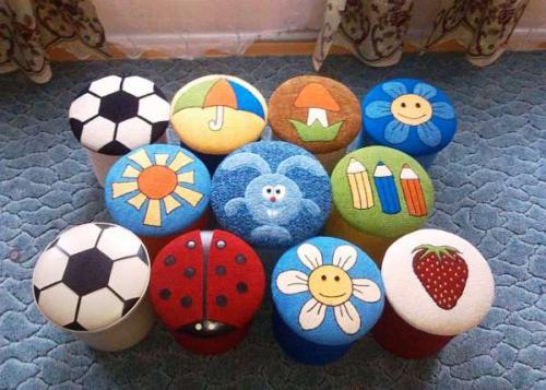 Пуфик из пластиковых бутылок. Самодельные пуфики для детской комнаты