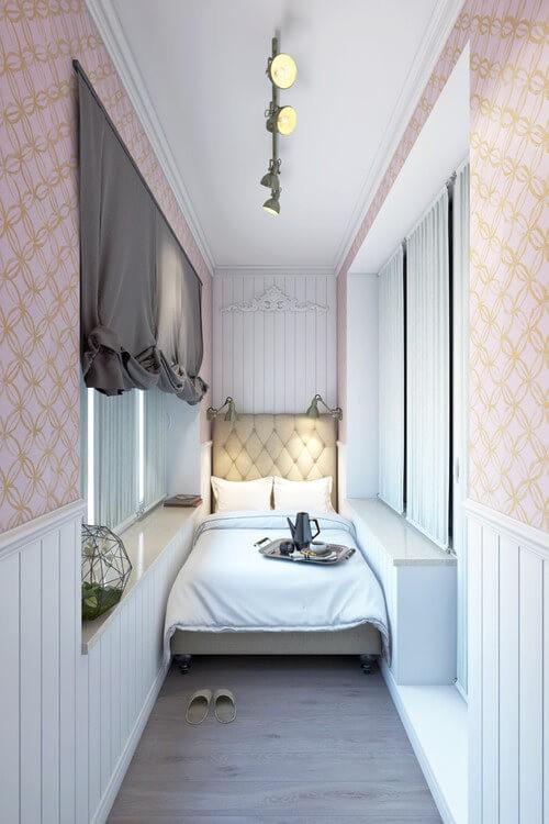 Дизайн комнаты с балконом. Застеклённый отдельный балкон 05 Дизайн комнаты с балконом. Застеклённый отдельный балкон 05