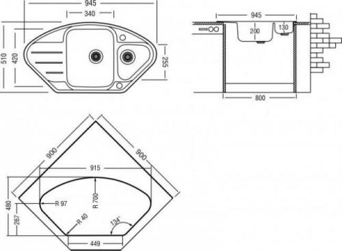 Размеры тумбы под мойку на кухню. Размеры угловых моек и тумб под них