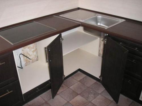 Размеры тумбы под мойку на кухню. Размеры угловых моек и тумб под них