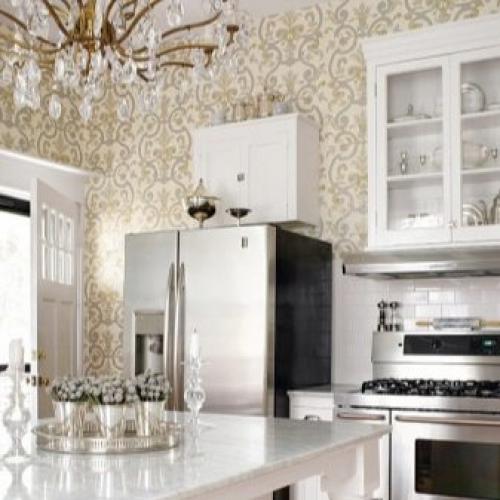 Обои для кухни зеленой. Зеленые обои на кухне 08