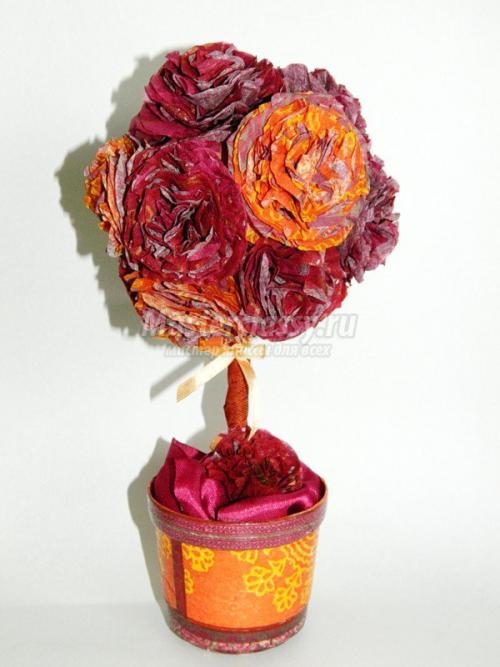 Топиарий ко Дню матери из салфеток. Топиарий из салфеток: мастер класс по созданию бумажных цветов